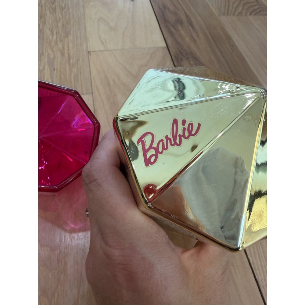 Barbie X Dragon Glass Tumblers Pink And Gold Diamond Shape Cocktail Glasses NWOT - Picture 3 of 4